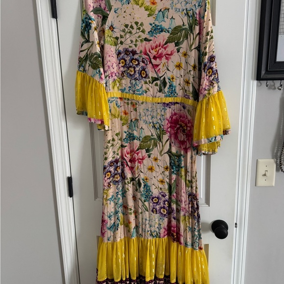 Aratta Floral Dress with Yellow Trim - Picture 4 of 6